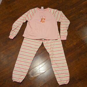 American Girl Pink and Green Striped Pajama Set Strawberry Shortcake EUC